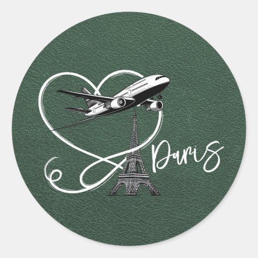 Sticker Rond Passeport Paris Vert (Devant)