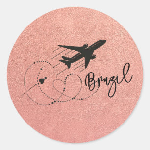 Sticker Rond Passeport rose Gold Brésil