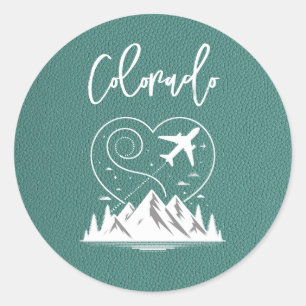 Sticker Rond Passeport Turquoise du Colorado