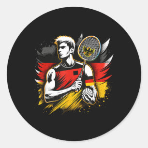 Sticker Rond Passionné de badminton allemand raquette volant Al