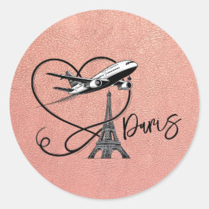 Sticker Rond Passport rose Gold Paris