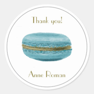 Sticker Rond Pastel Aqua Blue Macaron Merci