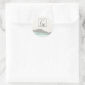 Sticker Rond Pastel Aqua Kraft Mountain Wave Torn Edge Logo (Sac)