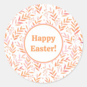 Sticker Rond Pastel aquarelle branches orange et rose (Devant)