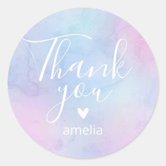 Sticker Rond Pastel Aquarelle Merci Nom Purple (Devant)
