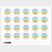 Sticker Rond Pastel Arc-en-ciel avec Parties scintillant roses (Feuille)