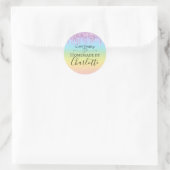 Sticker Rond Pastel Arc-en-ciel avec Parties scintillant roses (Sac)