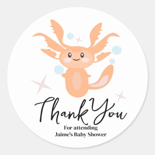 Sticker Rond Pastel Axolotl Océan Baby shower Créature (Devant)