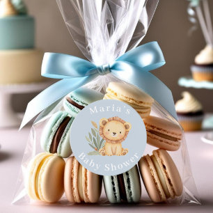 Sticker Rond Pastel baby shower tropical Jungle Safari Animaux