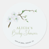 Sticker Rond Pastel bleu floral élégant garçon baby shower (Devant)
