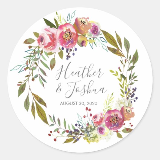 Sticker Rond Pastel Blooms Imaginaire Floral Mariage (Devant)
