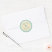 Sticker Rond Pastel Blue Et Crème Floral Damas (Enveloppe)