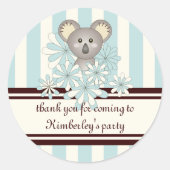 Sticker Rond Pastel Blue Koala Baby Boy Shower / Anniversaire d (Devant)