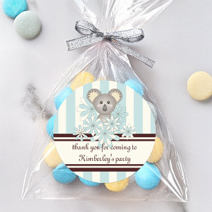 Sticker Rond Pastel Blue Koala Baby Boy Shower / Anniversaire d
