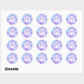 Sticker Rond Pastel Blue & Purple Marble Texture liquide (Feuille)
