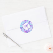 Sticker Rond Pastel Blue & Purple Marble Texture liquide (Enveloppe)