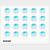 Sticker Rond Pastel Blue & White Floral Mariage Design (Feuille)