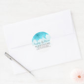 Sticker Rond Pastel Blue & White Floral Mariage Design (Enveloppe)