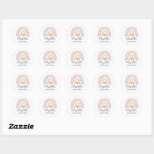 Sticker Rond Pastel Boho Rainbow Baby Shower for a Girl (Feuille)