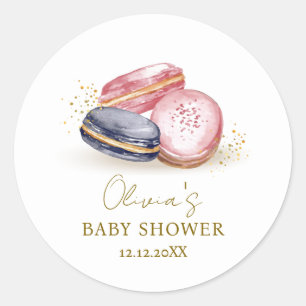 Sticker Rond Pastel Bonjour Bébé Baby shower Français Macarons