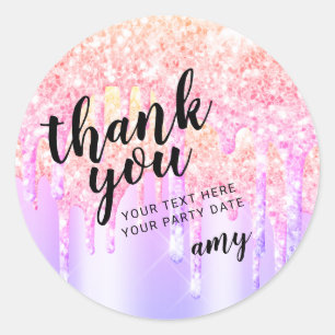 Sticker Rond Pastel branché Parties scintillant arc-en-ciel Dri