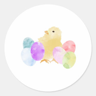 Sticker Rond Pastel Chick avec Oeuf Design