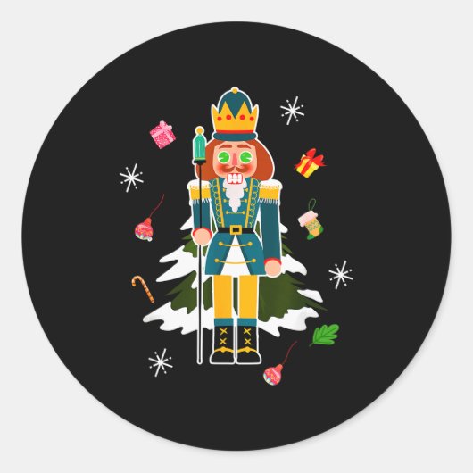 Sticker Rond Pastel Christmas Nutcracker In Snow Christmas (Devant)