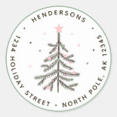 Sticker Rond Pastel Christmas Tree Adresse de retour (Devant)