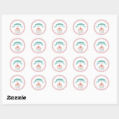 Sticker Rond pastel cupcake mignon monogramme fait main (Feuille)