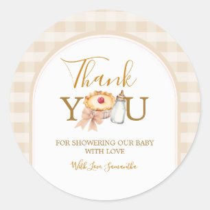 Sticker Rond Pastel Cutie En vichy Baby shower Merci