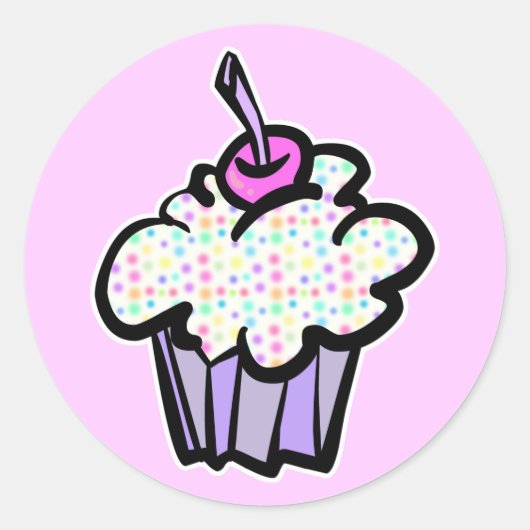 Sticker Rond pastel dots cupcake (Devant)