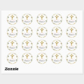 Sticker Rond Pastel Elegante Bautizo Amarillo Bebé Classique (Feuille)