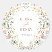 Sticker Rond Pastel Enchanted Fleur sauvage Jardin de mariage F (Devant)