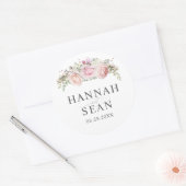 Sticker Rond Pastel Été Roses Mariage Faveur (Enveloppe)