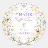 Sticker Rond Pastel Fleur sauvage Fairy Premier Anniversaire Fê (Devant)