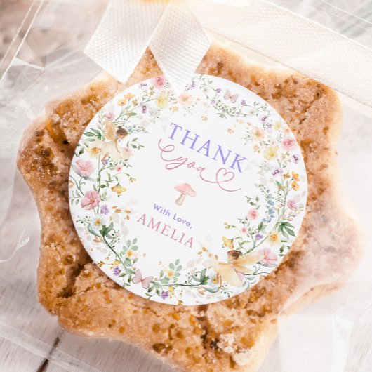 Sticker Rond Pastel Fleur sauvage Fairy Premier Anniversaire Fê