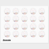 Sticker Rond Pastel Floral Butterfly Baby shower (Feuille)