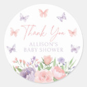 Sticker Rond Pastel Floral Butterfly Baby shower (Devant)