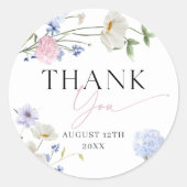 Sticker Rond Pastel Floral Merci (Devant)