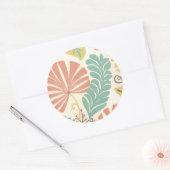 Sticker Rond Pastel Floral Vines et Feuilles sur Arrière - plan (Enveloppe)