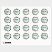 Sticker Rond Pastel Flower Elégance : Sage Green Floral Mariage (Feuille)