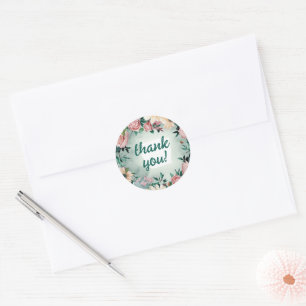 Sticker Rond Pastel Flower Elégance : Sage Green Floral Mariage