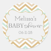 Sticker Rond Pastel Gold et Green Zig Zag Neutral Baby (Devant)
