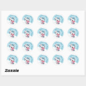 Sticker Rond Pastel Green Blue Cow White Cloud Merci (Feuille)