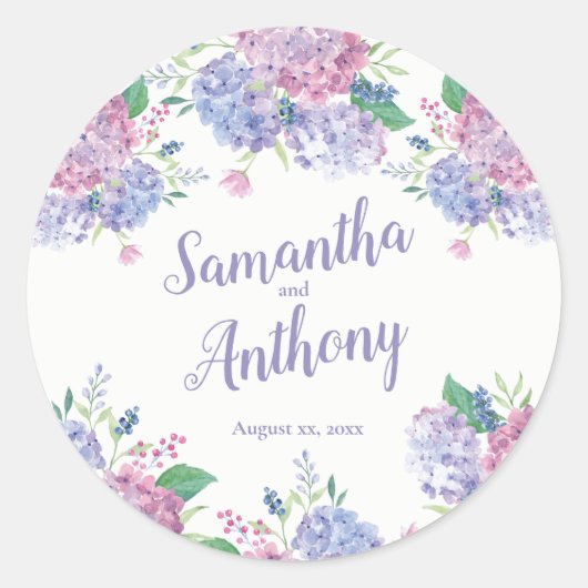 Sticker Rond Pastel Hydrangeas - Mariage Floral (Devant)