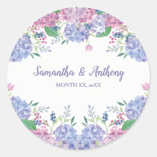 Sticker Rond Pastel Hydrangeas - Mariage Floral (Devant)