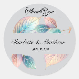 Sticker Rond Pastel Iridescente Feuille Mariage Dreamy Pastels