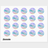 Sticker Rond Pastel Iridescente Rainbow Wave Ombre Foil Monogra (Feuille)