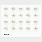 Sticker Rond Pastel Joyeux Noël Rose Sage Poinsettia Or (Feuille)