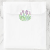 Sticker Rond Pastel Lavender Tulips Fleur Aquarelle Art (Sac)
